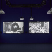 John Akomfrah, Escuchando toda la noche la lluvia, vista de exhibición. Cortesía del Museo Thyssen-Bornemisza