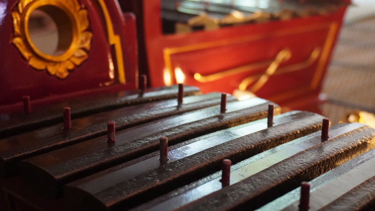 Jompet Kuswidananto, Gamelan Kyai setrodinomo (detail), 2025. Courtesy of Ames Yavuz 