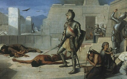 "Episodios de la conquista: La matanza de Cholula", óleo sobre lienzo, Félix Parra, 1519