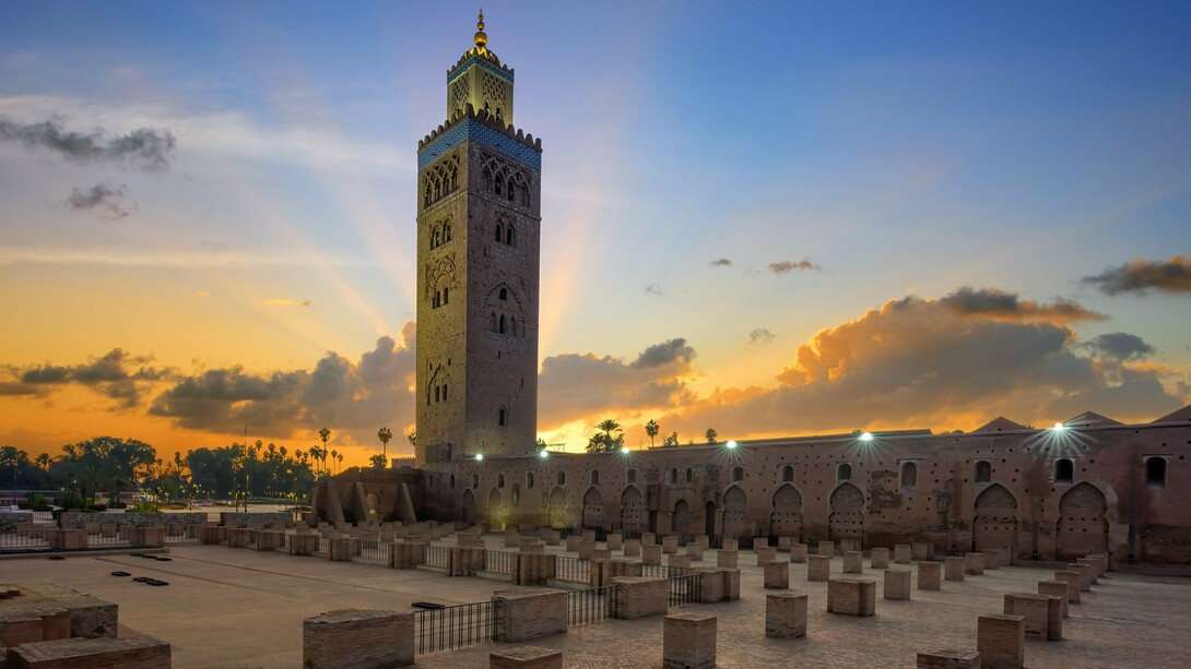 The Koutoubia Mosque in Marrakech, Morocco anchoring the cityscape, illustrating diplomacy grounded in clarity and deliberate intention