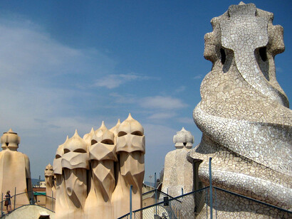 Casa Milà, popularly known as La Pedrera (“the stone quarry” for its rugged façade), is a Modernista building in Barcelona. Designed by Antoni Gaudí as his last private residence, it was built between 1906 and 1912, Spain