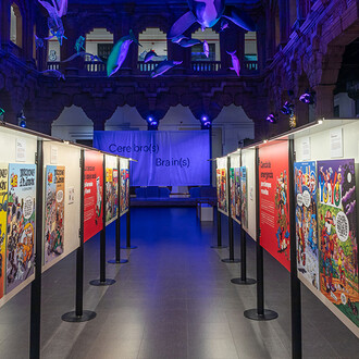 La ciencia de Mortadelo y Filemón. Crónicas disparatadas de la investigación en España, vista de exhibición. Cortesía de Casa de la Ciencia 