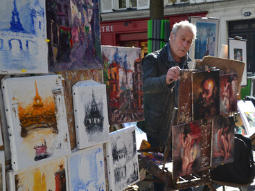 Artiste à la Place du Tertre, Paris, France, 23 février 2019. Photo par Jeanne Menjoulet