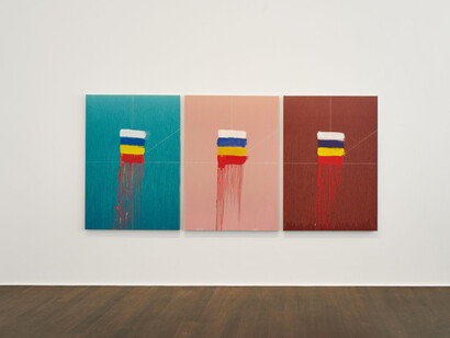 Pat Steir, Song, exhibition view. Courtesy of Hauser and Wirth Gallery
