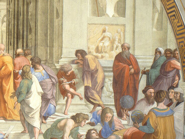 Rafael Sanzio, Escuela de Atenas (1509-1511, detalle). Palacio Apostólico, Ciudad del Vaticano