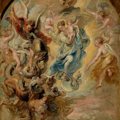 Peter Paul Rubens, "La Vergine dell'Apocalisse", sulla sinistra appare San Michele Arcangelo, 1623-24, Getty Center, Los Angeles, USA