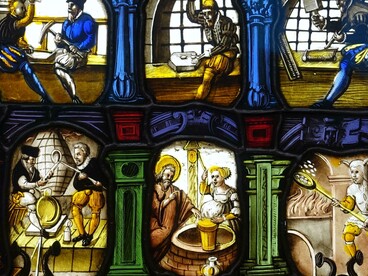 Vetrata che illustra la produzione di monete, commissionata da Wernhartt Zenckgraff, coniatore di monete a Sciaffusa, 1565 d.C. - Bode-Museum, Berlino, Germania. Il signoraggio è il guadagno che deriva dall’emissione di moneta: chi crea denaro ha potere