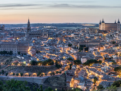 Vista al atarceder de Toledo, Castilla-La Mancha, España