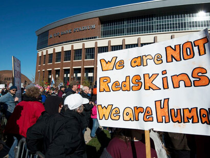 March through Minneapolis against the Washington football team, protesting racism, USA