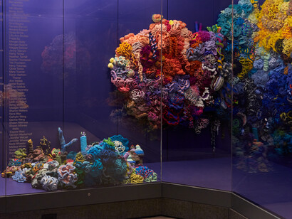 Christine and Margaret Wertheim, Pittsburgh satellite reef, exhibition view. Courtesy of Carnegie Museum of Art