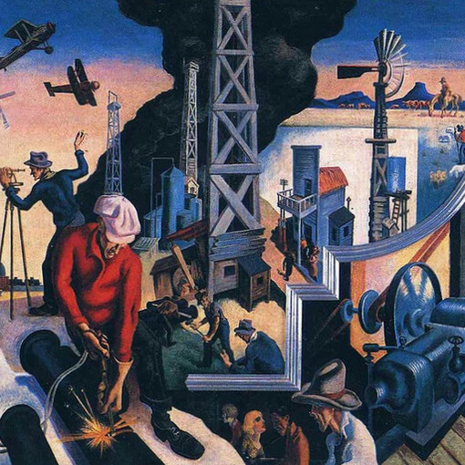Thomas Hart Benton, "Changing West", dettaglio, 1931, Metropolitan Museum of Art (Met), New York City, USA 