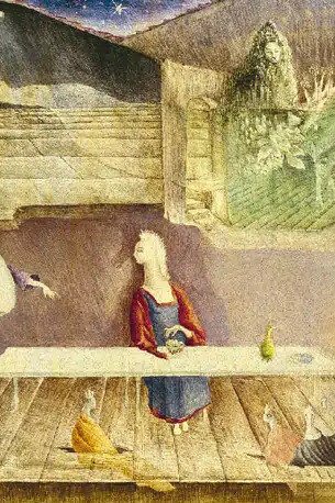 Leonora Carrington, La casa de enfrente (1945, detalle)