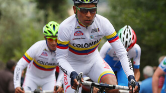 El ciclista Nairo Quintana al frente del equipo nacional de Colombia