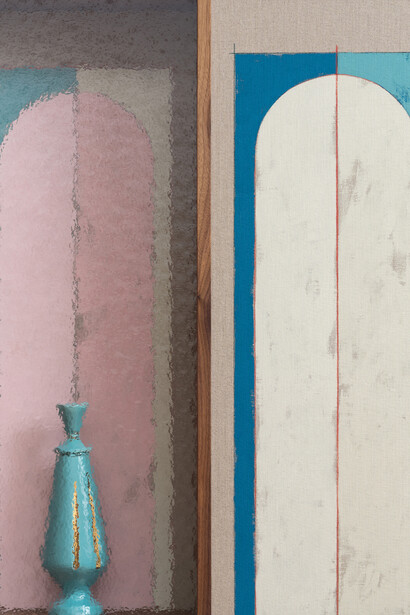 Kamrooz Aram, Domestic composition (Homage to the neon virgin), 2025. Courtesy of Green Art Gallery