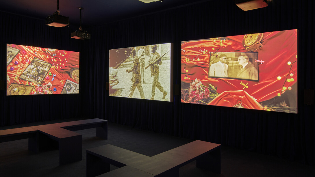 John Akomfrah, Listening all night to the rain, exhibition view. Courtesy of Lisson Gallery