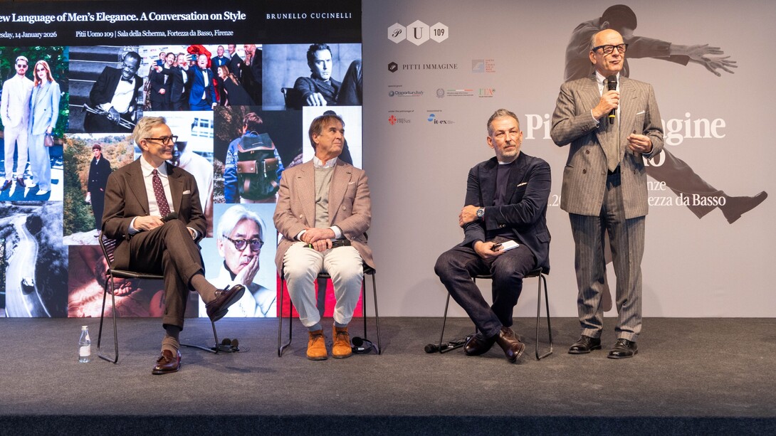 Brunello Cucinelli e Mr Porter alla Tavola Rotonda presso l’Unicredit Theatre della Fortezza da Basso di Firenze. Credits: F.Guazzelli