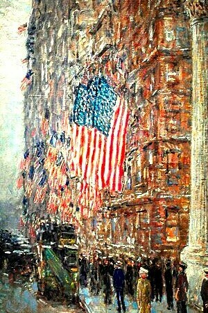 Childe Hassam, "Banderas en el Waldorf", 1916