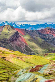 Vinicunca mountains (rainbow mountains) in the Andes of Peru