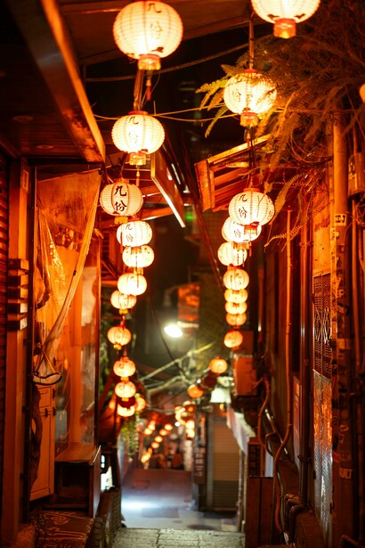 Jiufen lantern lit alleyways during evening create the perfect atmosphere for wandering in Taiwan