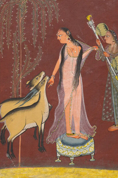 Heroine with attendant and a pair of deer (detail), c. 1710–20. Courtesy of Cleveland Museum of Art