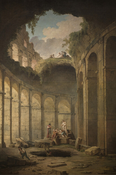 Hubert Robert, El Coliseo de Roma (detalle), 1780 - 1790. Cortesía del Museo Nacional del Prado