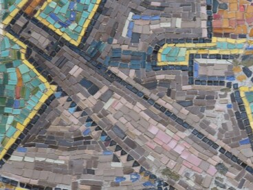 Herbert Schütz, herramientas de carpintero, mosaico, 1955