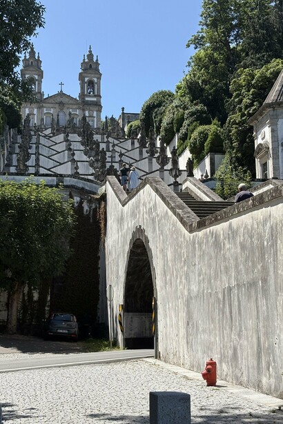 Pilgrims and visitors ascend the grand stairway of Bom Jesus do Monte, a UNESCO World Heritage Site © Photo by Noelle Newell