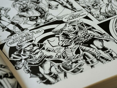 Pagina di fumetto in bianco e nero: "Il fumetto, con la sua forza narrativa e visiva, è uno di questi strumenti: una forma di resistenza che non passa dalla violenza, ma dal racconto"