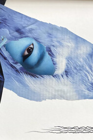 Bluebird: Spring Cleaning”, Cydney M. Lewis, hand cut paper & marker on sketchbook page, 10x8 in 15.5 x 12 frame