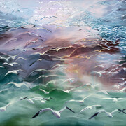Susan Berg, Lift Off, 36" x 48", Oil on Canvas, Courtesy of Agora Gallery 