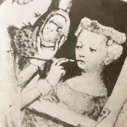 Pittrice medievale, Autoritratto