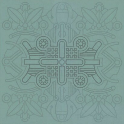 Perpendiculous, house paint on canvas, 60 × 60 cm, Mark Weighton, 2011