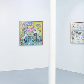 Salifou Lindou, Carambolage (Carom shots), vue de l’exposition. Avec l’aimable autorisation de la galerie Afikaris