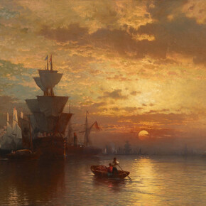 Edward Moran, Sunset on New York bay (detail), 1877. Courtesy of Questroyal Fine Art