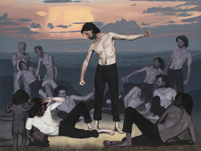 François Malingrëy, Les batailleurs et le crépuscule (détail), 2024. Avec l'aimable autorisation de la Galerie Paris-B © François Malingrëy