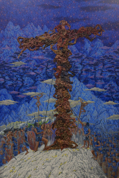 Eun C. Kim, Why do the nations rage? (detail). Courtesy of Kate Oh Gallery