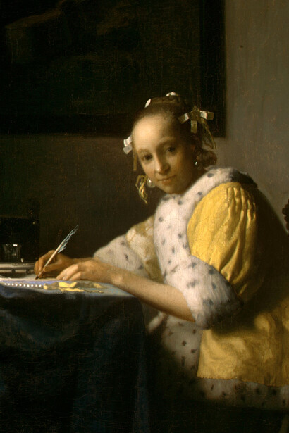 "Mujer escribiendo una carta", óleo sobre lienzo, Johannes Vermeer, circa 1665-1666