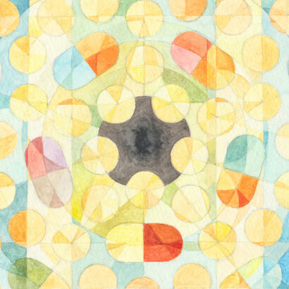 Dying Star, watercolour, 16 x 12 cm, Mark Weighton 2022