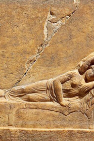 Rilievo romano raffigurante un medico in procinto di visitare un paziente