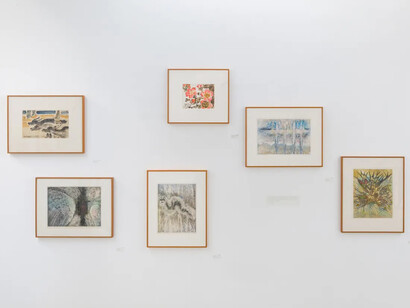 Krishna Reddy at 100: of friendships, exhibition view. Courtesy of Experimenter 