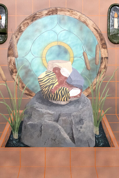 Gustav Hamilton, Polychrome glaze vase on a rock (John Gill Vase), 2025. Courtesy of David B. Smith Gallery