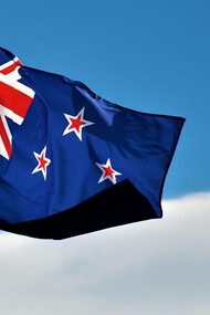 The flag of New Zealand flying proud and high