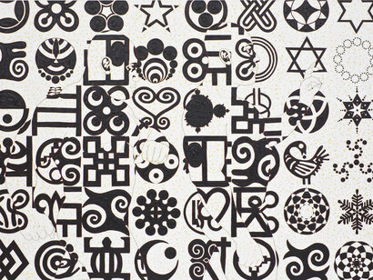 Owusu-Ankomah, Microcron Begins No. 17, 2013, Acrylic on canvas, 180 x 280 cm, Photo copyright Joachim Fliegner, Courtesy October Gallery