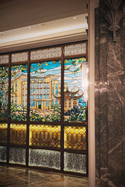 Art déco de Shanghái.Interior del Hotel Donghu en la antigua Concesión Francesa de Shanghái. Construido en las décadas de 1920 y 1930, China