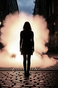 A silhouette suspended between memory and momentum: Aldonza in the space where two worlds meet