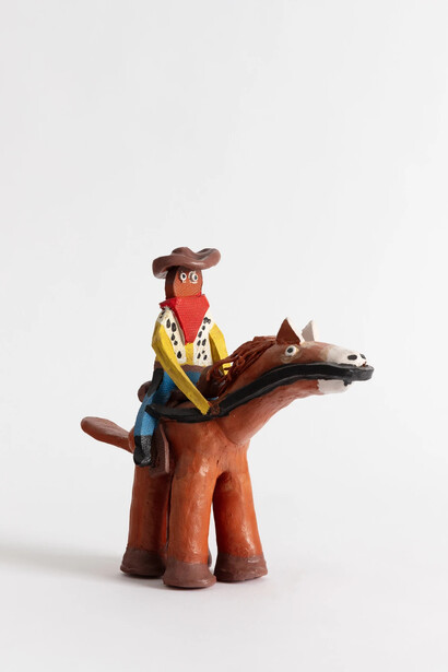 Hermannsburg Potters, Sammy Ungwanaka, Cowboy Woody, 2024. Courtesy of Arthouse Gallery 