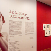 Julius Koller, U.F.O.-naut J.K., exhibition view. Courtesy of Museum der Moderne