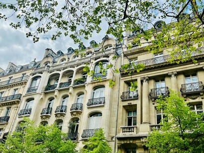 One of the charming apartment buildings that line the streets of my favorite city, Paris, France