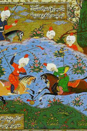 Polo players from the Divan-i Nevai, c. 1530-1540. Istanbul, Topkapi Sarayí Müzesi, R. 804, fol. 89b