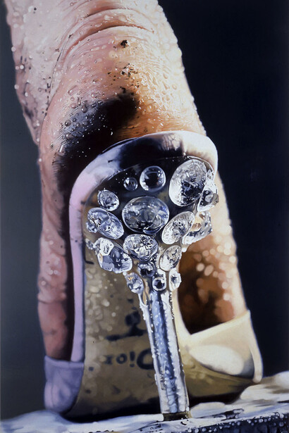Marilyn Minter, Strut, 2004–05; enamel on metal; 96 x 60 in. (243.84 x 152.4 cm); Collection SFMOMA, Accessions Committee Fund purchase: gift of Johanna and Thomas Baruch, Charles J. Betlach II, Shawn and Brook Byers, Nancy and Steven Oliver, and Prentice and Paul Sack; © Marilyn Minter